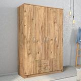 Nisa 4 Kapılı 2 Çekmeceli 10 Raflı Geniş Gardrop Çam - Grd1002