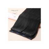 Nisa Hair 3lü Set - Gerçek İnsan Saçı Yarım Ay ve Yanlar Çıt Çıtlı Postiş 70CM 130GR #1 Siyah