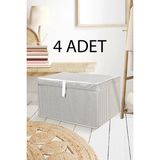 Nisahometeks 4 Adet Mini Kutu Hurç 40 x 30 x 26 cm - Gri