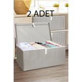 Nisahometeks Gri Renkli 2 Adet Kapaklı Çok Amaçlı Hurç Maxi Saklama Kutusu 50 x 40 x 30 cm