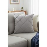 Nisahometeks Leke Tutmaz Silinebilir Kapitoneli Kırlent Yastık Kılıfı - 50 x 50 cm - Gri