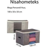 Nisahometeks Pencereli Hurç - 100 x 50 x 50 cm - Gri