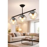 NisaLuce 3'lü Sıralı Selen Krom Camlı Avize •• Sıralı Avize Salon Avize Tavan Avizesi Modern Avize Oturma Avize Modelleri Modern Lüks Avize Dekoratif Salon Avizesi Mutfak Avizesi Cam Avize Lamba