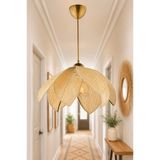 NisaLuce Nisa Luce Begonvil Tekli Hasır çift kat Avize-Krem •• Rattan Bohem Tekli Sarkıt Avize Salon Avizesi Tekli Avize Modelleri Tavan Lambası Dekoratif Aydınlatma Hasır Avize Bambu Avize Rattan Doğal Avize