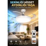 NisaLuce SUNNY BEYAZ || 3 Kanatlı Kumandalı GİZLİ KANATLI Tavan Vantilatör || 3 Renk Işık Aydınlatma Pervaneli Lamba Metal Fanlı Avize SESSİZ ÇALIŞMA Tavan Tipi Vantilatör Işıklı Tavan Fanı Led Avize Salon