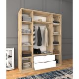 Nisan Açık Ceviz-beyaz 140 Cm 4 Kapılı 2 Çekmeceli Elbise Dolabı - Gardırop