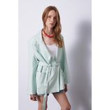 Nisan Triko Keten Karışımlı Kuşaklı Blazer Ceket - Mint