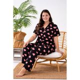 nisaNCa Büyük Beden Kısa Kollu Milan Gömlek Pijama Takımı- Anne Kız Pijama Takımı