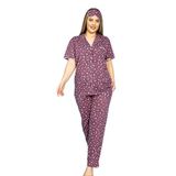 Nisanca Büyük Beden Mevsimlik Önden Düğmeli Bayan Pijama Takımı Mor 4XL