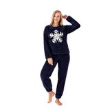 Nisanca Desenli Tam Peluş Kışlık Kadın Pijama Takımı