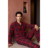 nisaNCa Exclusive Erkek Süet Ekose Gömlek Yaka Pijama Takımı - Retro Erkek Pijama