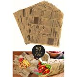 Nisanca Home Vintage Gazete Desenli Yağlı Sunum Kağıdı – Pinterest Stilinde Estetik Kahvaltı, Peynir Tabağı Ve Fast Food Sunumları İçin 50’Li Paket