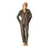 Nisanca Kışlık Düğmeli Ekose Desen Kadın Süet Pijama Takımı Leopar L