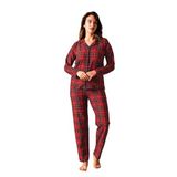 Nisanca Kışlık Düğmeli Ekose Desen Yılbaşı Temalı Kadın Süet Pijama Takımı Bordo 2XL
