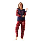 Nisanca Kışlık Kadın Welsoft Polar Pijama Takımı - Yeni Yıl Pijaması Lacivert S