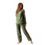 Nisanca Kışlık Kadın Welsoft Polar Pijama Takımı - Yeni Yıl Pijaması - Yeşil - XL