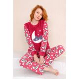 Nisanca Kışlık Kadın Welsoft Polar Pijama Takımı - Yeni Yıl Pijaması