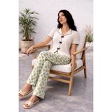 Nisanca Luna Touch Ekstra Yumuşak Yazlık Kadın Pijama Takımı – Düğmesiz, Kısa Kollu, Büyük Beden Kadın Pijama (S–5xl) - Haki - 3XL