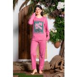 Nisanca Mevsimlik Uzun Kollu %100 Pamuk Kadın Pijama Takımı- Desenli Kadın Pijama