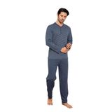 Nisanca Pamuklu Uzun Kollu Erkek Pijama Takımı İndigo Mavi M