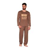 Nisanca Pamuklu Uzun Kollu Erkek Pijama Takımı Kahve 2XL