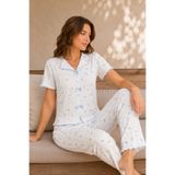 nisaNCa Venice Dream %100 Pamuk Minimal Desenli Kadın Pijama TakımıNefes Alabilir, Rahat Ev Giyim Seti