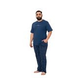 Nisanca Yazlık Büyük Beden Erkek Pamuk Pijama Takımı- Kısa Kollu Erkek Pijaması Mavi 2XL