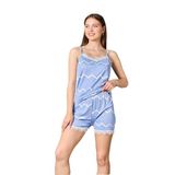 Nisanca Yazlık Şortlu Askılı Kadın Pijama Takımı Mavi L