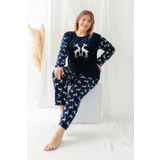 nisaNCa Yılbaşı Temalı Büyük Beden Kadın Polar Peluş Pijama Takımı
