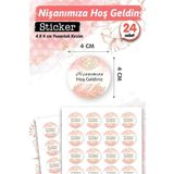 Nişanımıza Hoşgeldiniz Etiket - Nişan Hediyelik- Çikolata Etiket Sticker - Nişan Etiketi 4 cm 24 adet-T1123