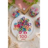 Nisankids 100'lü Renkli Mini Saç Lastiği Seti –Dikişsiz Yumuşak Esnek Çocuk Tokası, Karışık Renk