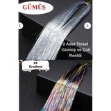 Nisankids 2 Adet Tinsel - Pırıltılı Saç Aksesuarı-Saç Işıltısı Yan Postiş Hair Tinsel Shiny Hair