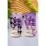 Nisankids Kız Çocuk Kuromi Toka (2 Adet Metal Pens - 2 Adet Çıtçıt Toka )