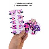 Nisankids Kız Çocuk Kuromi Toka - Toka Seti (10 Adet Pens - 5 Adet Lastik Toka )