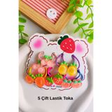 Nisankids Kız Çocuk Meyve Figürlü Lastik Toka( 5 Çift - 10 Adet )