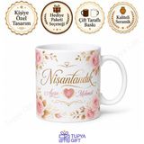 Nişanlıya Hediye Kişiye Özel Baskılı Kupa Bardak Nişan Hediyesi Porselen Mug