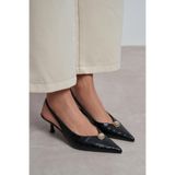 NİŞANTAŞI SHOES Alvera Siyah Kroko Aksesuar Detay Sivri Burun Kadın Topuklu Ayakkabı