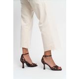 NİŞANTAŞI SHOES Beloved Leopar Saten Bilek Bağlı Kadın Topuklu Ayakkabı