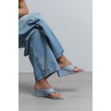 NİŞANTAŞI SHOES Corey Bebe Mavi Rustik Parmak Arası Dolgu Topuklu Kadın Terlik