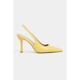 NİŞANTAŞI SHOES Elara Sarı Mat Slingback V Vamp Hattı Sivri Burun Kadın Topuklu Ayakkabı
