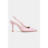 NİŞANTAŞI SHOES Elara Şeker Pembe Mat Slingback V Vamp Hattı Sivri Burun Kadın Topuklu Ayakkabı