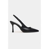 NİŞANTAŞI SHOES Elara Siyah Mat Slingback V Vamp Hattı Sivri Burun Kadın Topuklu Ayakkabı