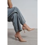 NİŞANTAŞI SHOES Elara Ten Mat Slingback V Vamp Hattı Sivri Burun Kadın Topuklu Ayakkabı