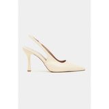 Nişantaşı Shoes Elara Tereyağı Sarısı Mat Slingback V Vamp Hattı Sivri Burun Kadın Topuklu Ayakkabı - Sarı_D92