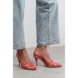 NİŞANTAŞI SHOES Eryu Somon Saten Burnu Açık Detay Kafesli Kadın Topuklu Ayakkabı