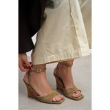 NİŞANTAŞI SHOES Luby Rome Bej Hakiki Süet Bilek Bağlı Kadın Feta Topuklu Ayakkabı