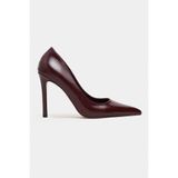 NİŞANTAŞI SHOES Lunara Bordo Rustik Desenli Sivri Burun Kadın Stiletto