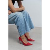 NİŞANTAŞI SHOES Lunara Kırmızı Rustik Desenli Sivri Burun Kadın Stiletto