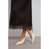 NİŞANTAŞI SHOES Lunix Bej Mat Sivri Burun Slingback İnce Topuklu Kadın Ayakkabı