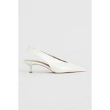 Nişantaşı Shoes Lunix Sedef Mat Sivri Burun Slingback Ince Topuklu Kadın Ayakkabı